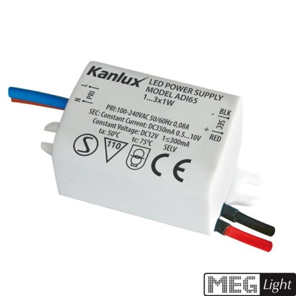 LED Netzteil LED Trafo 0,5-10V DC 350mA 1x3W Konstant Strom