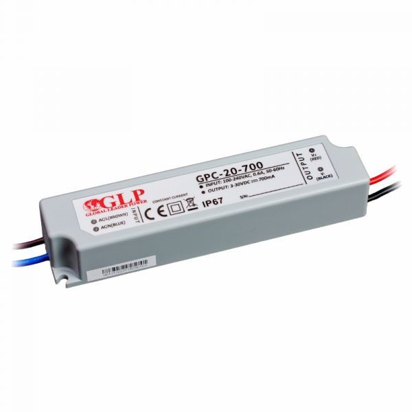 LED Netzteil / Trafo 700mA Konstantstrom 9-30V DC 19,6W (GPC-20-700) IP67