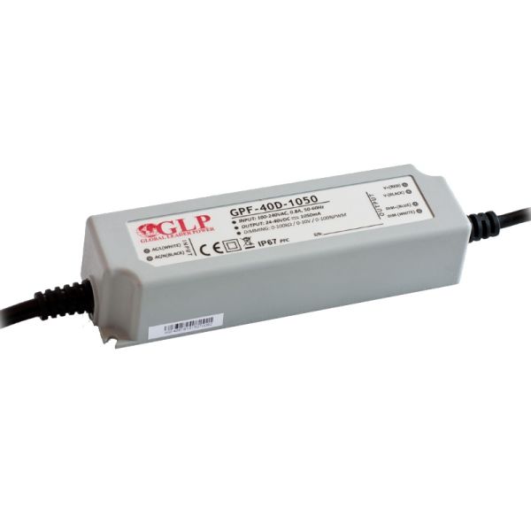 LED Konstantstrom Trafo dimmbar 1050mA mit PFC 24~40V 25-42W (GPF-40D-1050) IP67